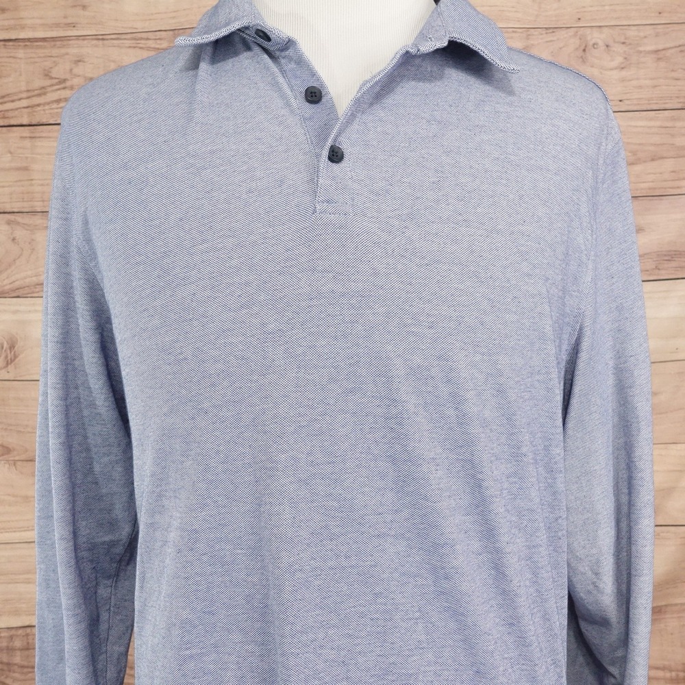 Haggar Polo Shirt Mens Large Blue Excellent Long Sleeve Cotton Blend TRI-CL-106